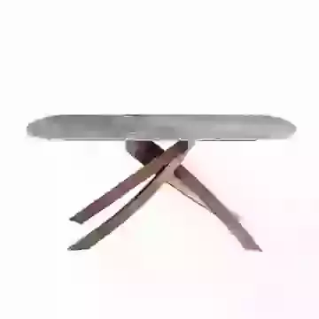 180cm Brown Marble Sintered Stone Dining Table with Brushed Brass Effect Legs